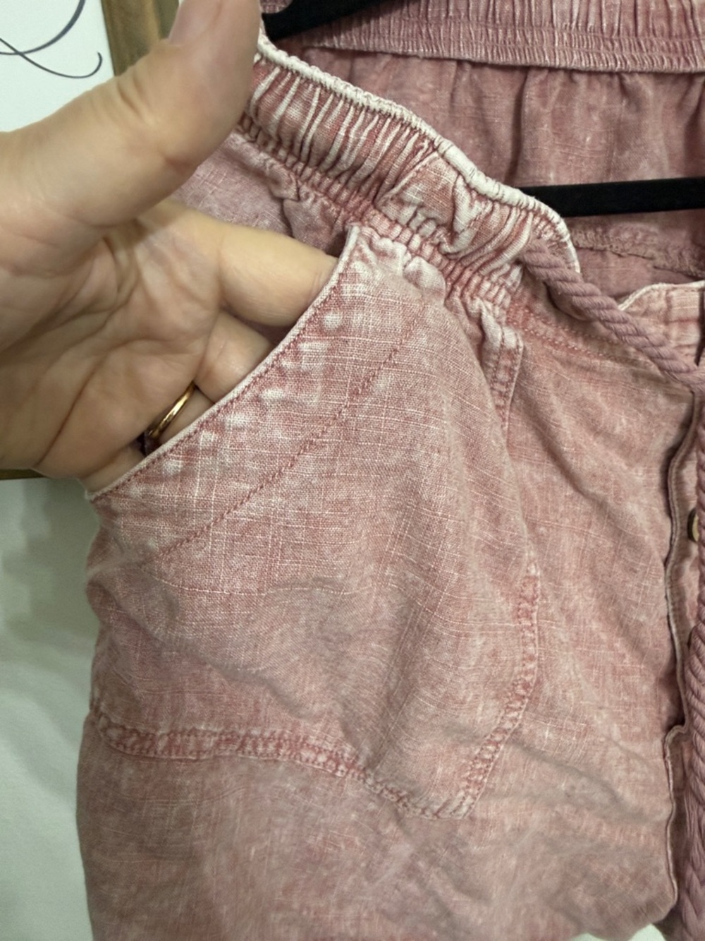 Free People Mauve Pink Drawstring Linen Blend Shorts - Picture 7 of 8